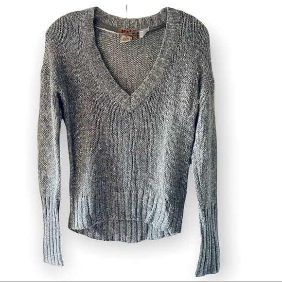 Mudd Womens Junior Silver Gray Sparkly Sequin Long Sleeve Pullover  Sweater M - Picture 11 of 13